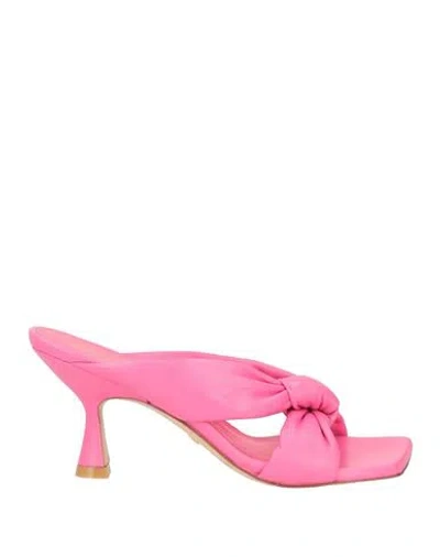 Stuart Weitzman Woman Sandals Fuchsia Size 8.5 Soft Leather In Pink