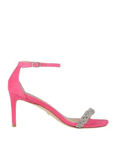 Stuart Weitzman Woman Sandals Fuchsia Size 6.5 Soft Leather In Pink