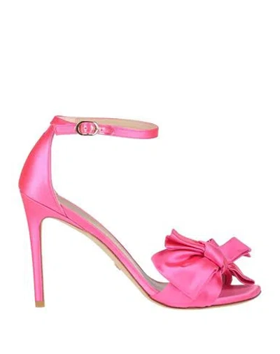 Stuart Weitzman Woman Sandals Fuchsia Size 6.5 Textile Fibers In Pink