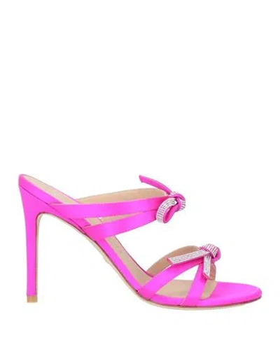 Stuart Weitzman Woman Sandals Fuchsia Size 11.5 Textile Fibers In Pink