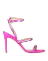 Stuart Weitzman Gemcut 100 Crystal-embellished Neon Satin Sandals In Pink