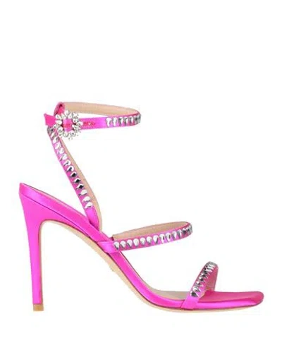 STUART WEITZMAN STUART WEITZMAN WOMAN SANDALS FUCHSIA SIZE 7.5 TEXTILE FIBERS