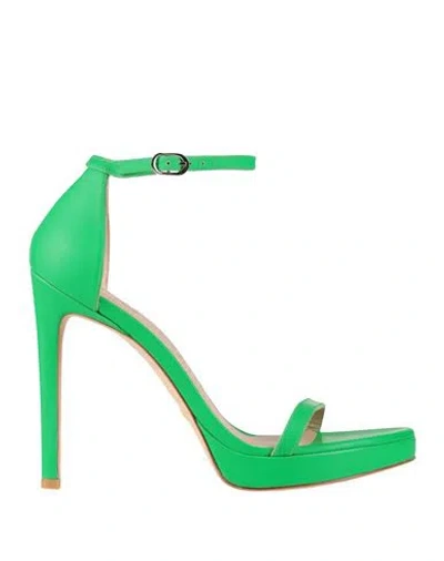 Stuart Weitzman Woman Sandals Green Size 7.5 Leather
