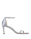 Stuart Weitzman Woman Sandals Grey Size 9.5 Textile Fibers