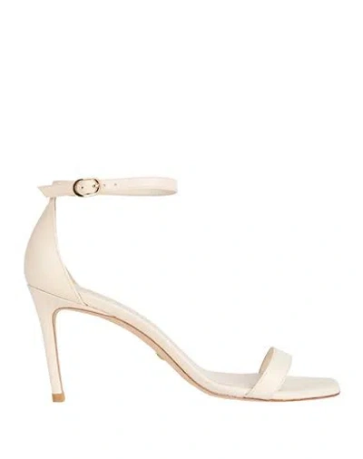 Stuart Weitzman Woman Sandals Ivory Size 9.5 Soft Leather In White