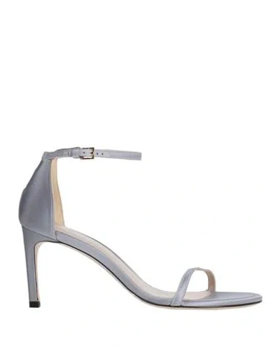 Stuart Weitzman Woman Sandals Light Blue Size 5.5 Textile Fibers In Azzurro Blu E Verdi