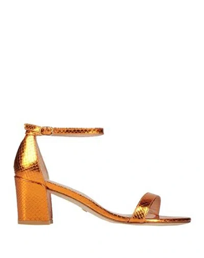 Stuart Weitzman Woman Sandals Mandarin Size 7 Leather