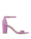 Stuart Weitzman Nearly Nude Suede Sandals In Purple