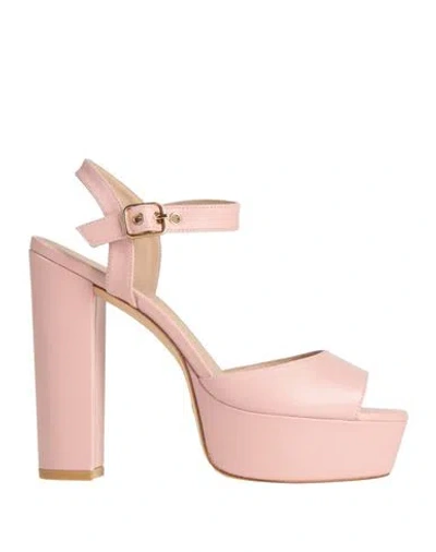 Stuart Weitzman Woman Sandals Pink Size 7.5 Calfskin