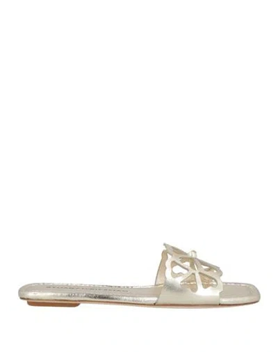 Stuart Weitzman Woman Sandals Platinum Size 7.5 Leather In Metallic