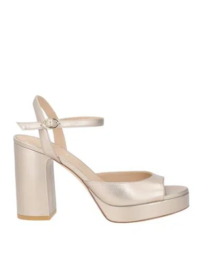 Stuart Weitzman Woman Sandals Platinum Size 8 Leather In Neutral