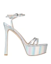 Stuart Weitzman Woman Sandals Silver Size 11.5 Soft Leather In Silver