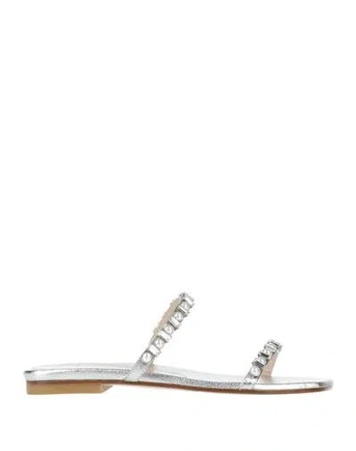 Stuart Weitzman Woman Sandals Silver Size 6 Soft Leather