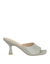 Stuart Weitzman Woman Sandals Silver Size 7 Textile Fibers In Silver