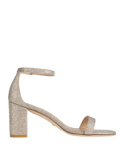 STUART WEITZMAN STUART WEITZMAN WOMAN SANDALS PLATINUM SIZE 7.5 TEXTILE FIBERS