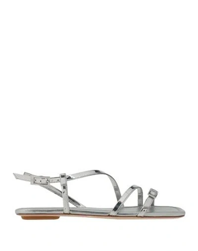 Stuart Weitzman Woman Sandals Silver Size 7.5 Synthetisches Material