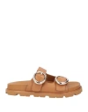 Stuart Weitzman Benni Leather Dual-strap Sport Slide Sandals In Brown