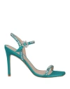 Stuart Weitzman Woman Sandals Turquoise Size 10.5 Textile Fibers In Blue