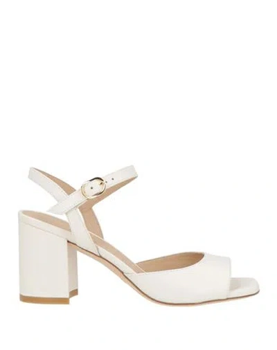 Stuart Weitzman Woman Sandals White Size 4.5 Calfskin In Neutral