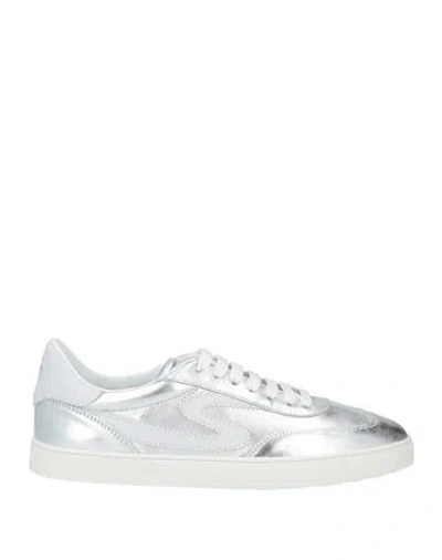 Stuart Weitzman Woman Sneakers Silver Size 9 Calfskin In Animal Print