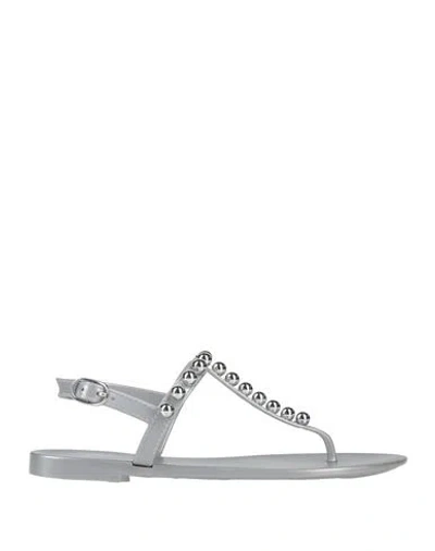 Stuart Weitzman Woman Thong Sandal Light Grey Size 5 Rubber