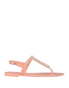 Stuart Weitzman Woman Toe Strap Sandals Salmon Pink Size 10 Rubber In Pink
