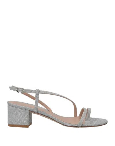 Stuart Weitzman Woman Thong Sandal Silver Size 7.5 Textile Fibers