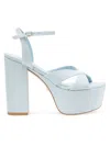 Stuart Weitzman Miami Denim Crisscross Ankle-strap Platform Sandals In Blue