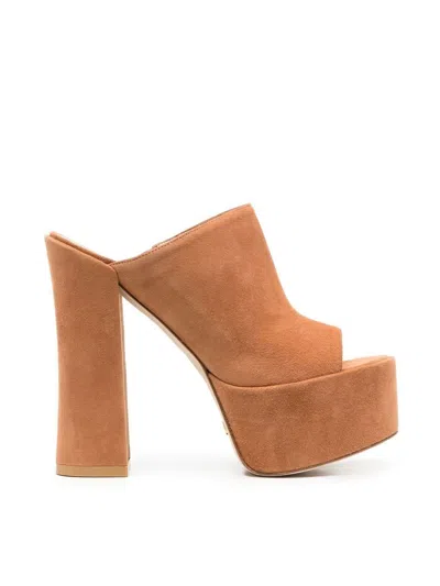 Stuart Weitzman Open-toe 145mm Heeled Mules In Brown