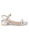 Stuart Weitzman Women's 35mm Metallic Leather Sandals In Silver