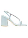 Stuart Weitzman 85mm Soiree Crystal Square-toe Sandal In Blue
