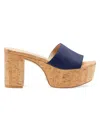 Stuart Weitzman Square High Suede Platform Sandals In Nice Blue