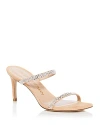 Stuart Weitzman Women's Aleena Royale Crystal Embellished Suede Slide Sandals In Adobe/clear