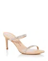 Stuart Weitzman Women's Aleena Royale Crystal Embellished Suede Slide Sandals In Adobe/clear