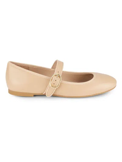 Stuart Weitzman Women's Alice Leather Mary Janes In Golden Beige
