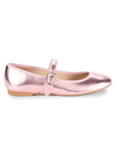 STUART WEITZMAN WOMEN'S ALICE METALLIC LEATHER MARY JANE BALLET FLATS