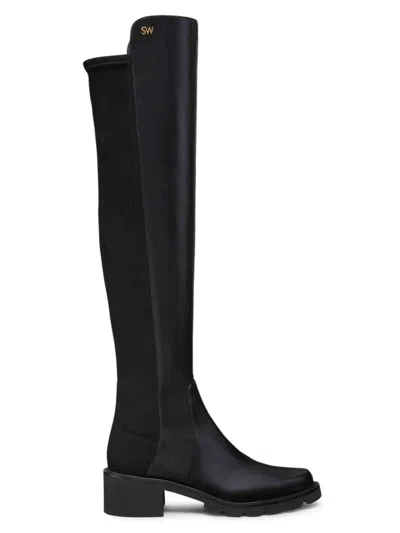Stuart Weitzman Black Nappa Leather And Fabric Celia Boots