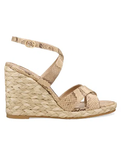 Stuart Weitzman Women's Alyssa 100mm Snake-embossed Wedge Sandals In Brown