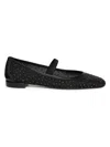 Stuart Weitzman Women's Arabella Crystal-embellished Mesh Flats In Black