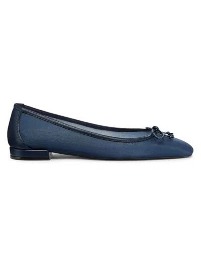Stuart Weitzman Women's Arabella Leather-trimmed Mesh Ballet Flats In Nice Blue