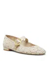 Stuart Weitzman Arabella Cotton Mary Jane Ballerina Flats In Linen