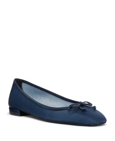 Stuart Weitzman Arabella Bow-detailed Mesh Ballet Flats In Nice Blue