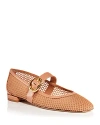 Stuart Weitzman Arabella Net Mary Jane Ballerina Flats In Ginger