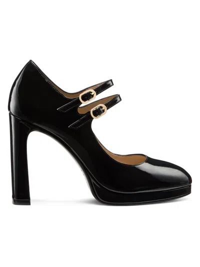 Stuart Weitzman Women's Babette 100mm Patent Leather Platform Mary Janes Pumps In Black