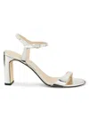 Stuart Weitzman Babette Metallic Ankle-strap Sandals In Silver