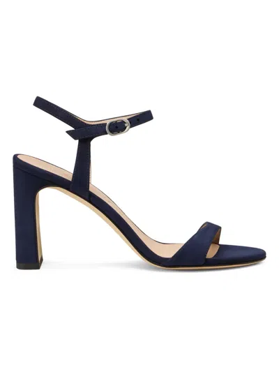 Stuart Weitzman 85mm Babette Suede Ankle-strap Sandals In Blue