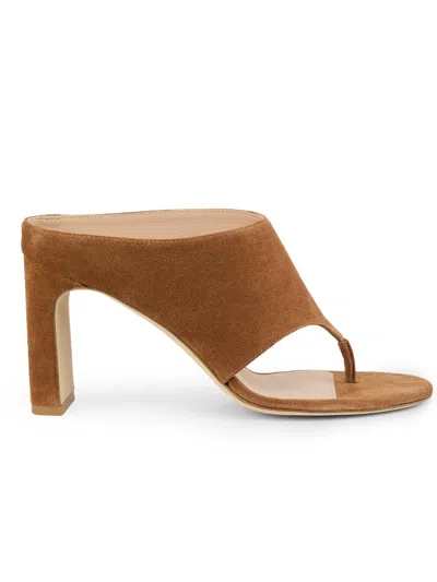 Stuart Weitzman 85mm Babette Suede Thong Sandals In Brown