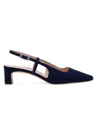 Stuart Weitzman 40mm Baby Babette Suede Slingback Pumps In Blue