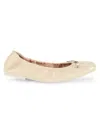 Stuart Weitzman Bardot Lambskin Bow Ballerina Flats In Oat