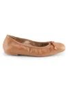 Stuart Weitzman Bardot Lambskin Bow Ballerina Flats In Tan